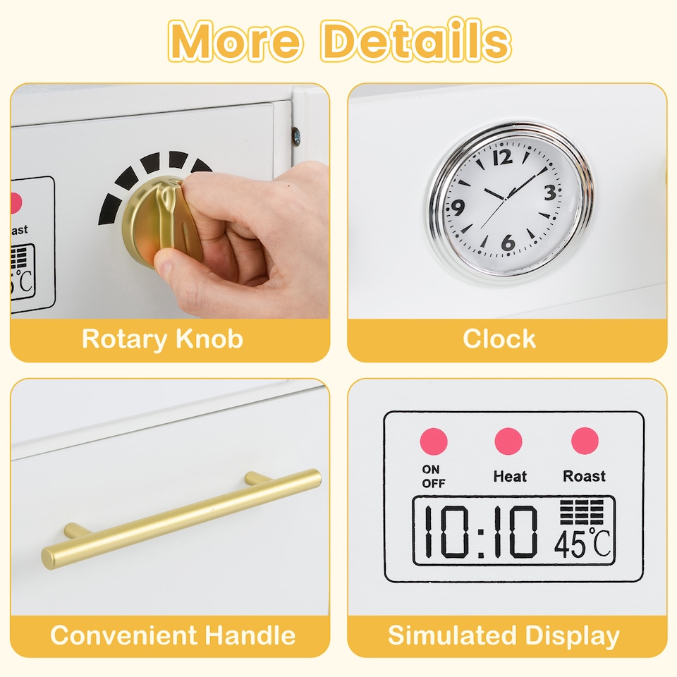 image 1 of COSTWAY Kids Play Kitchen Set Toddler Wooden Pretend Toy Kitchen Playset-White