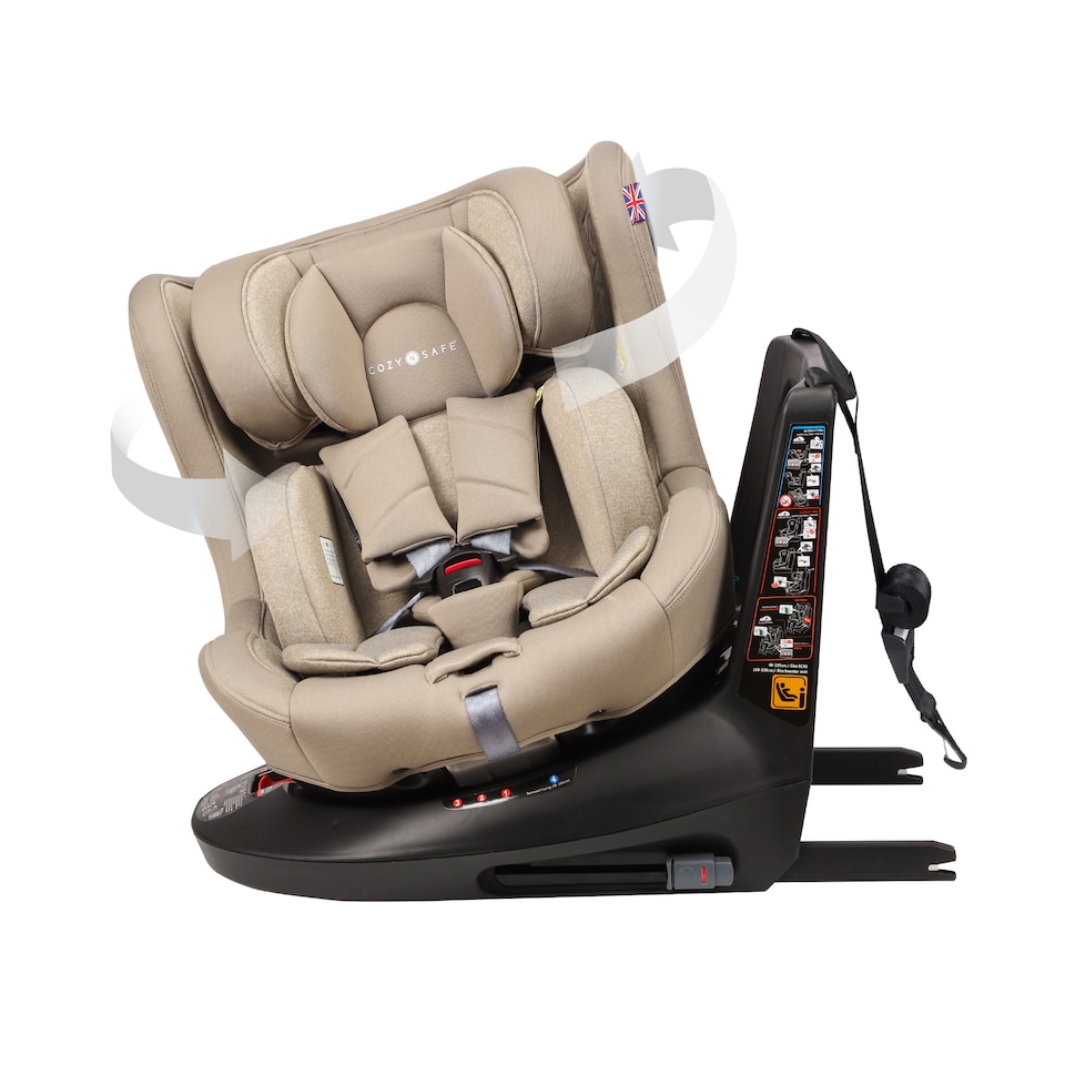image 1 of Cozy N Safe Comet+ i-Size 360 Rotating Car Seat 40-150cm, ISOFix & Top Tether, Extended Rear & Forward Facing, Side Impact Protection, Adjustable Headrest, Birth to 12 Years (Ecru)