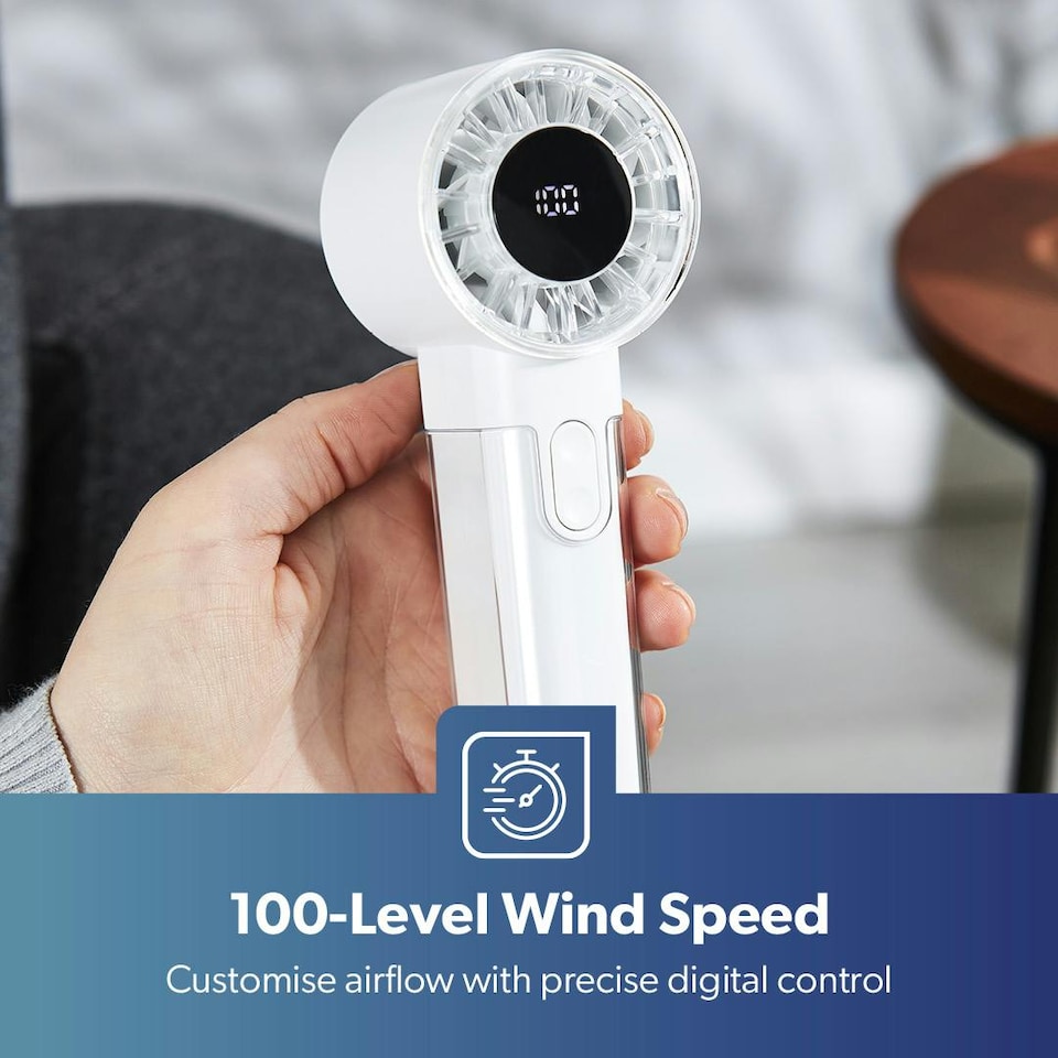 image 1 of GEEPAS Mini Digital Portable Handheld USB Fan - White