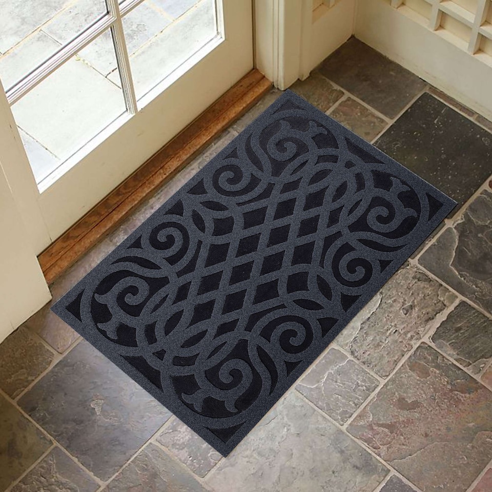 image 1 of Nicoman Victorian Style Rubber Door Mat Grey 60 x 40cm