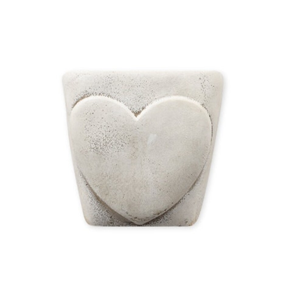 image 1 of White Wash Heart Plant Pot Set of 3 Assorted Sizes White