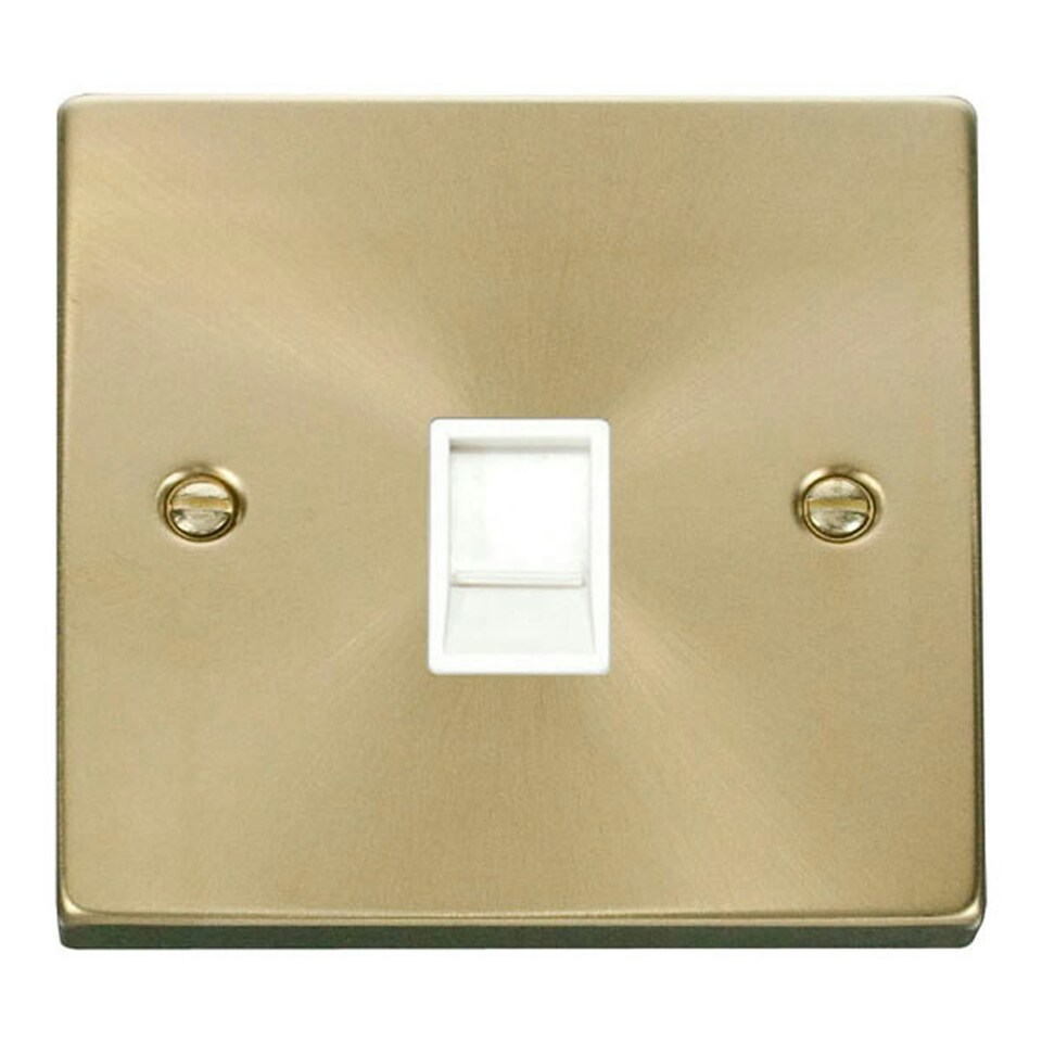 image 1 of SE HOME Satin / Brushed Brass Rj11 Socket White | Satin Brass