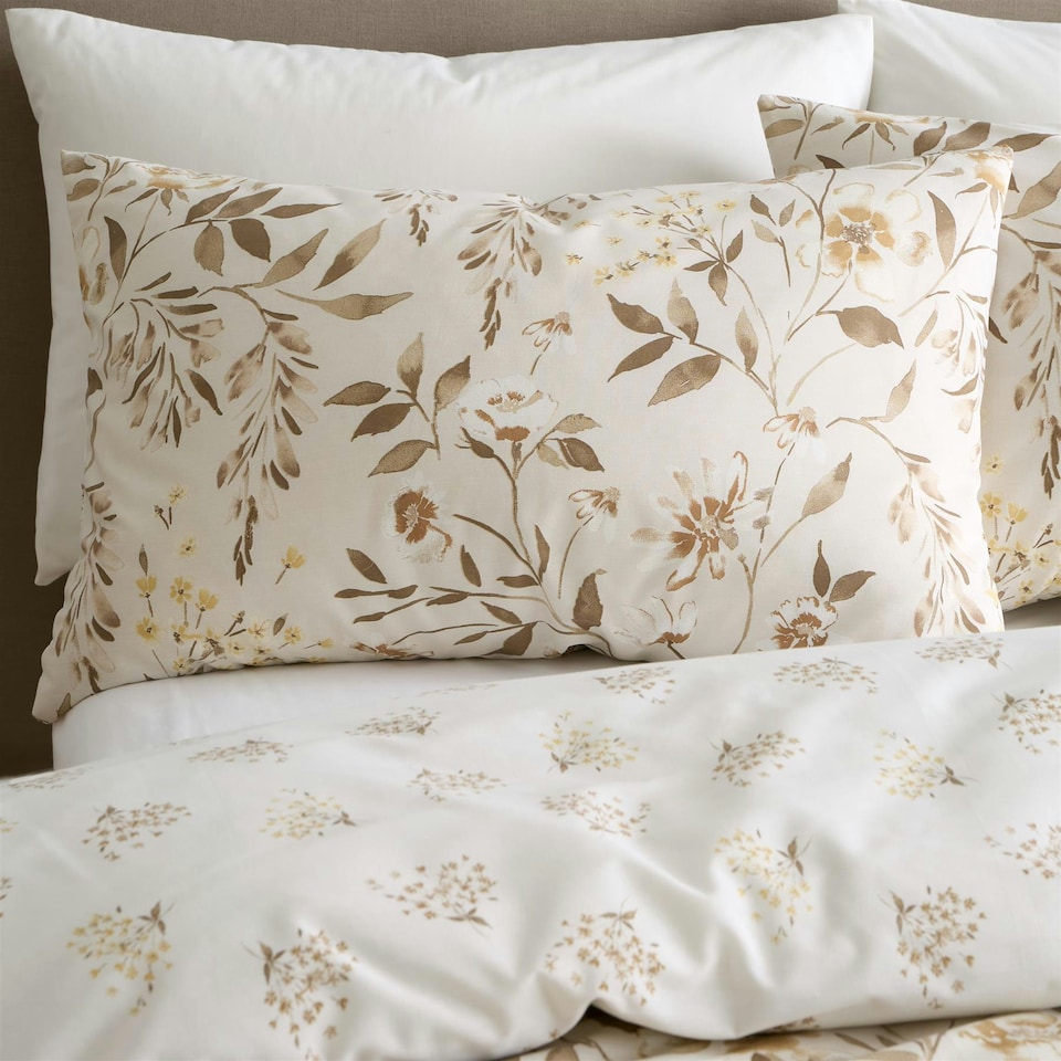 image 1 of Catherine Lansfield Isadora Floral Duvet Cover Set - Natural Cream | King