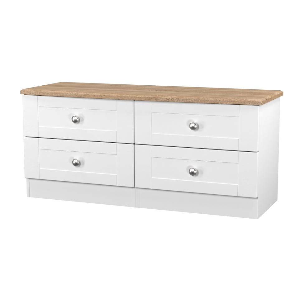 image 1 of Cumbria 4 Drawer Bed Box in White Ash & Bardolino Oak (Ready Assembled) | White | White Ash & Bardolino Oak
