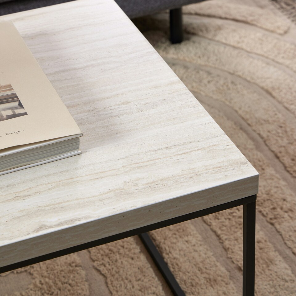 image 1 of Barossa Coffee Table with Light Oak Top & Black Steel Base 110x55x45cm