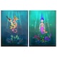 image 1 of Set of 2 Girl Kids Bedroom Fairytale Cartoon Mermaid Sea Princess Wall Art Print A4