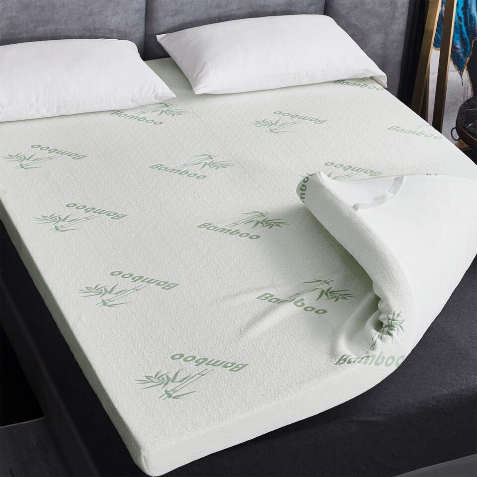 image 1 of Ezysleep Super Soft Bamboo Bounce Back Foam Mattress Topper - 10cm | White | White