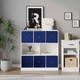 image 3 of Asymmetrical 8 Cube Bookcase Unit w/ 6 Drawer Inserts | White | White & Royal Blue | 8