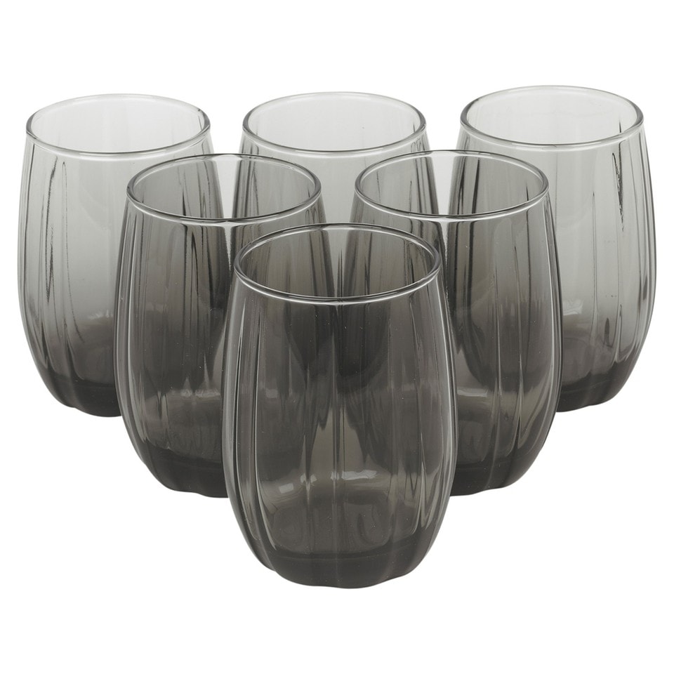 image 1 of Linka Coloured Glasses Sets Glassware Cup Tall Short Cocktail Tumblers | Multi | Dark Grey 240ml | Set of 12