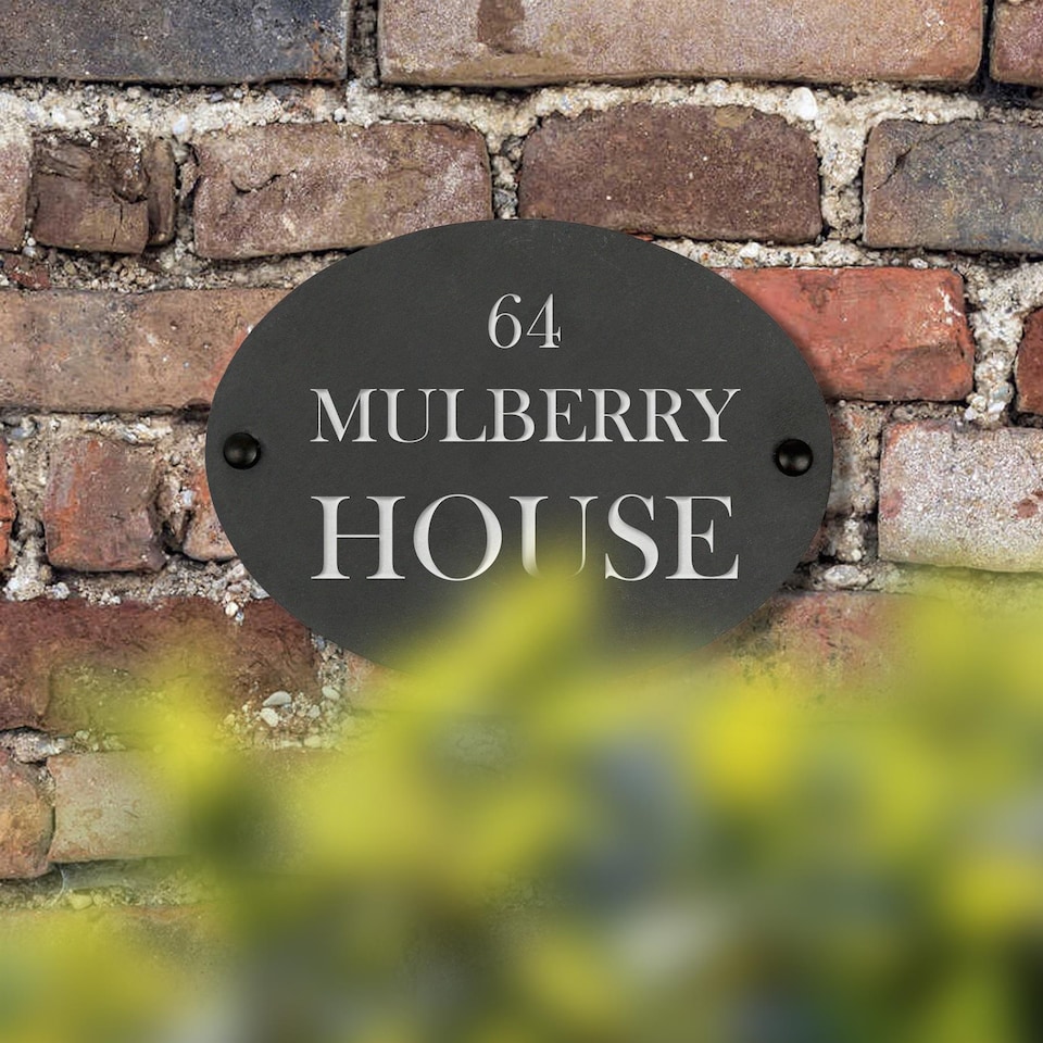image 1 of Nicola Spring Linea Oval Blank Slate House Sign - 20cm x 15cm