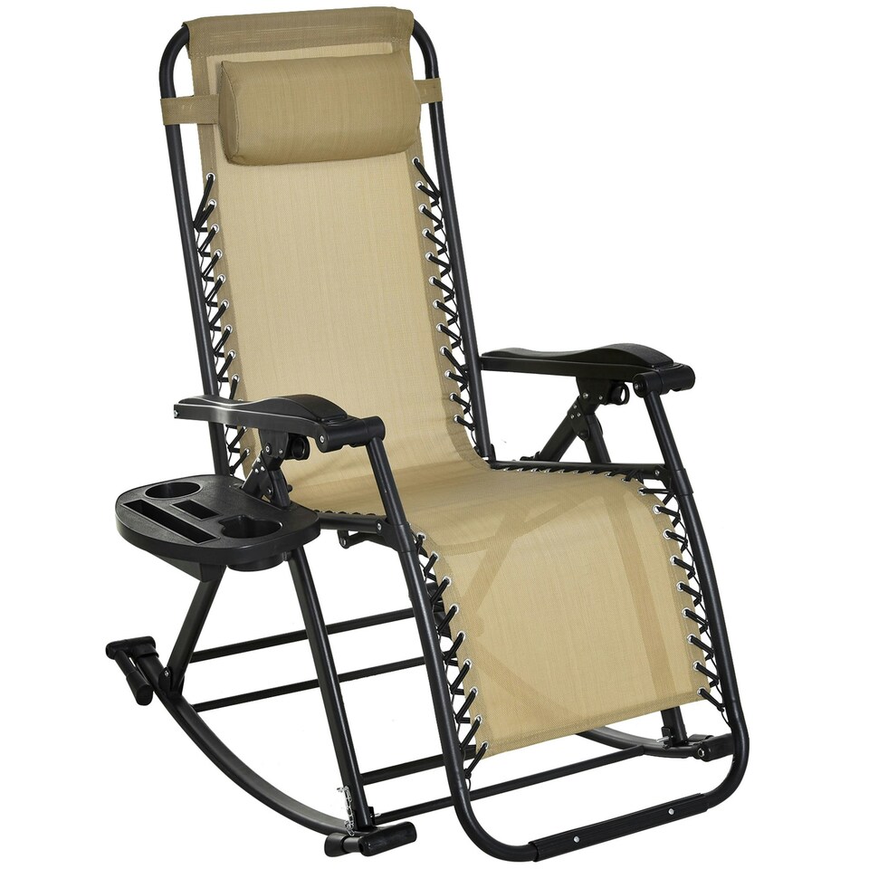 image 1 of Outsunny Folding Recliner Chair Outdoor Lounge Zero-Gravity Seat