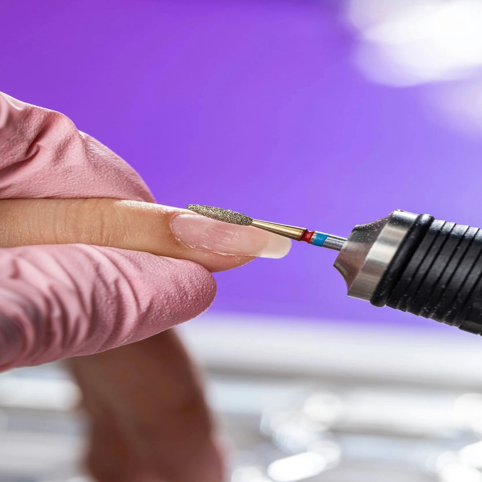image 1 of IQ Nails DuoFrez Diamond Nail Drill Bit Long Flame Shape Fine Standard 2.1mm ZRN Coating 243R.FM.021_ZRN