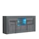 image 4 of Grey TV Unit 145cm Gloss Doors Free LED Modern Media Cabinet Grey