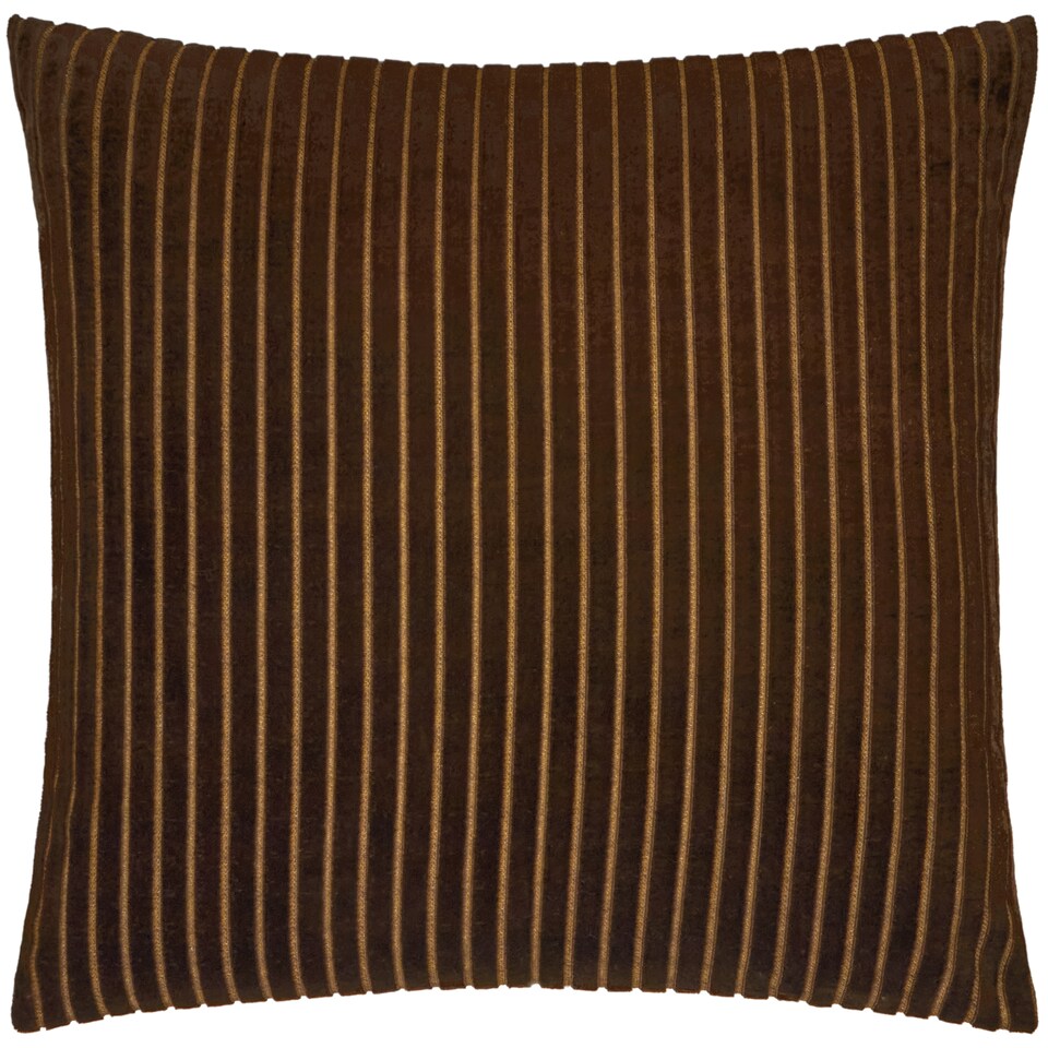 image 1 of Paoletti Savoy Stripe Velvet Cushion, Chocolate