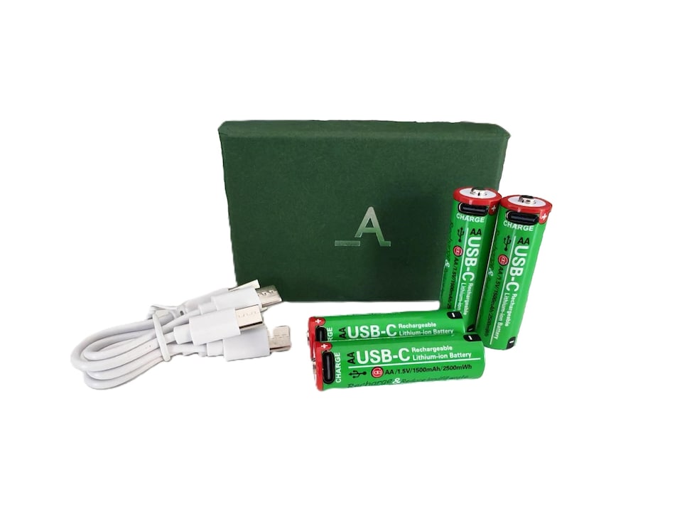 image 1 of Accuratus Power-Up Rechargeable AA Batteries x4 - USB-C - Lithium-ion Battery Set