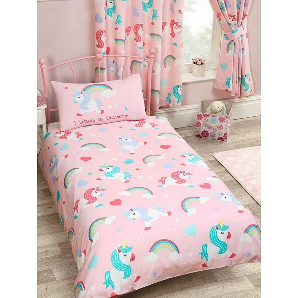 image 1 of Bedding & Beyond Childrens/Kids I Believe In Unicorn Duvet Cover Set - Pink - Junior Pink | Single