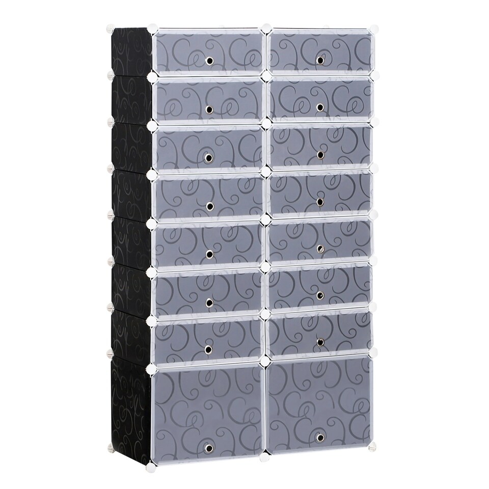 image 1 of HOMCOM Large 16-Cube DIY Shoes Rack Portable Interlocking Plastic Cabinet