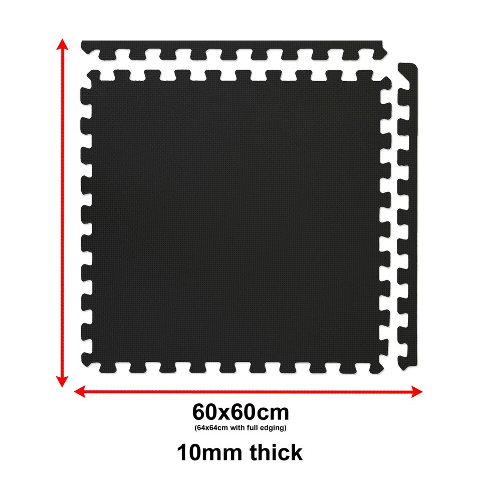 image 1 of Northern Foam Exercise 32 Floor Mats 60cm x 60cm - Black Black | One Size