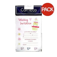 Cameos Cake Wedding Invitation (Pack of 20) - White/Pink/Yellow - One Size
