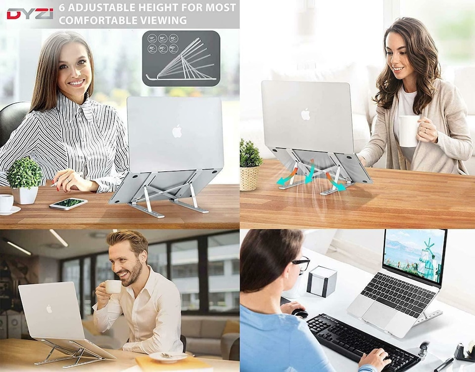 image 1 of Dyzi DYZI Adjustable Aluminium Laptop Stand Ventilated Holder 10 to 15.6 Inch Compatible
