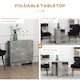 image 3 of HOMCOM Mobile Drop Leaf Dining Table Folding Desk w/ 2 Wheels Cement Grey