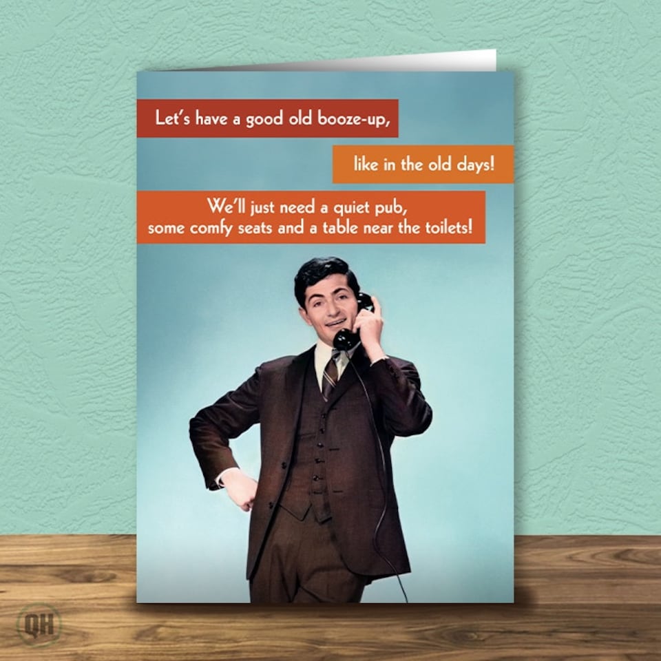 image 1 of Let's Have A Good Old Booze-Up! - Funny Retro Greetings Card