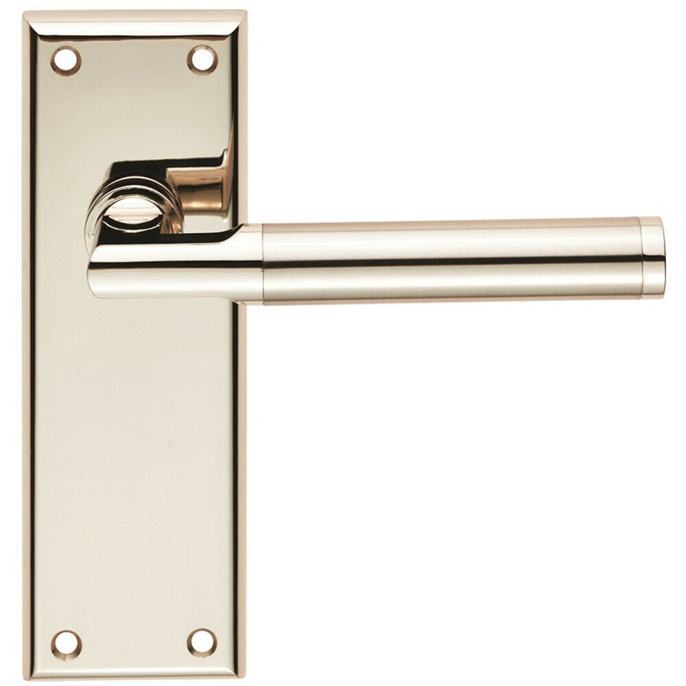 Loops Round Bar Section Handle on Latch Backplate 150 x 50mm Polished Satin Nickel in Metallics