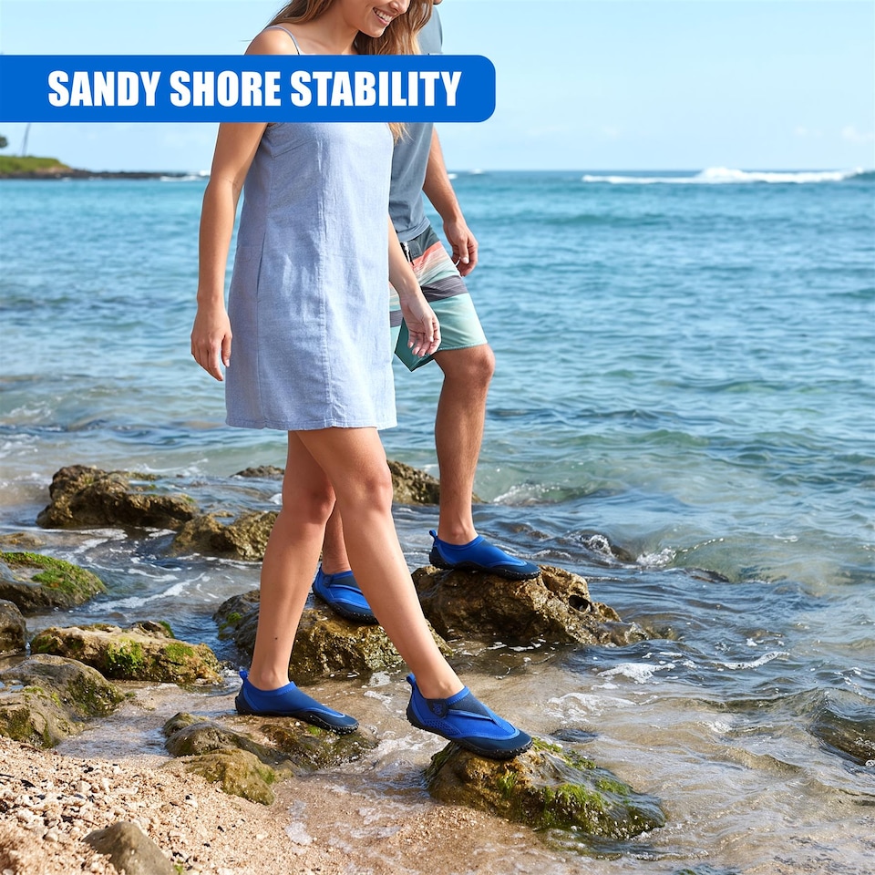 image 1 of GEEZY Aqua Water Shoes, Unisex, Beach Surfing Holidays - Blue, UK Adult 6