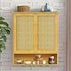 image 4 of Wooden Bathroom Wall-Mounted Storage Cabinet Organiser Natural Brown Brown