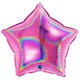 image 1 of Glitter Holographic Fuchsia Hot Pink Star Shape Foil Helium Balloon 46cm / 18 in