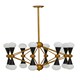 image 2 of Interiors by Premier Brass And Black Metal Pendant Light, Contemporary 16 Bulb Ceiling Light With White Glass Shades