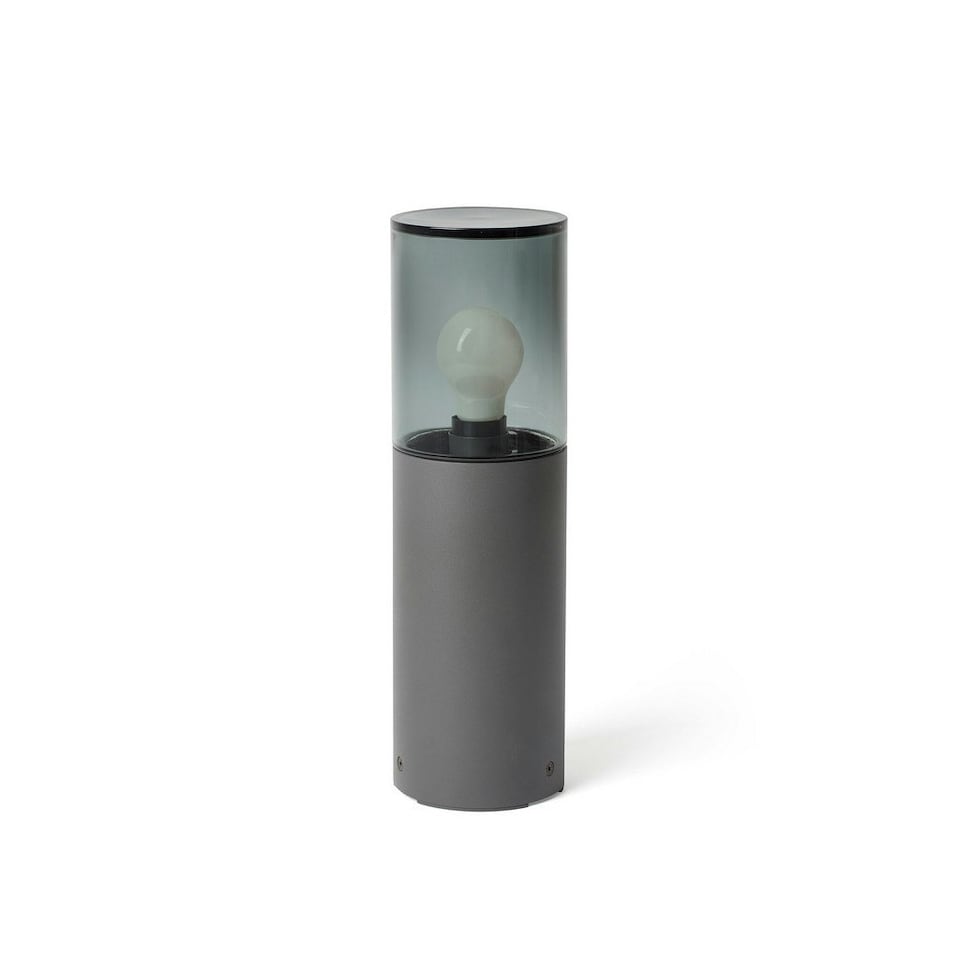 image 1 of Kila Dark Grey Beacon Pedestal Lamp 40cm Smoked IP65