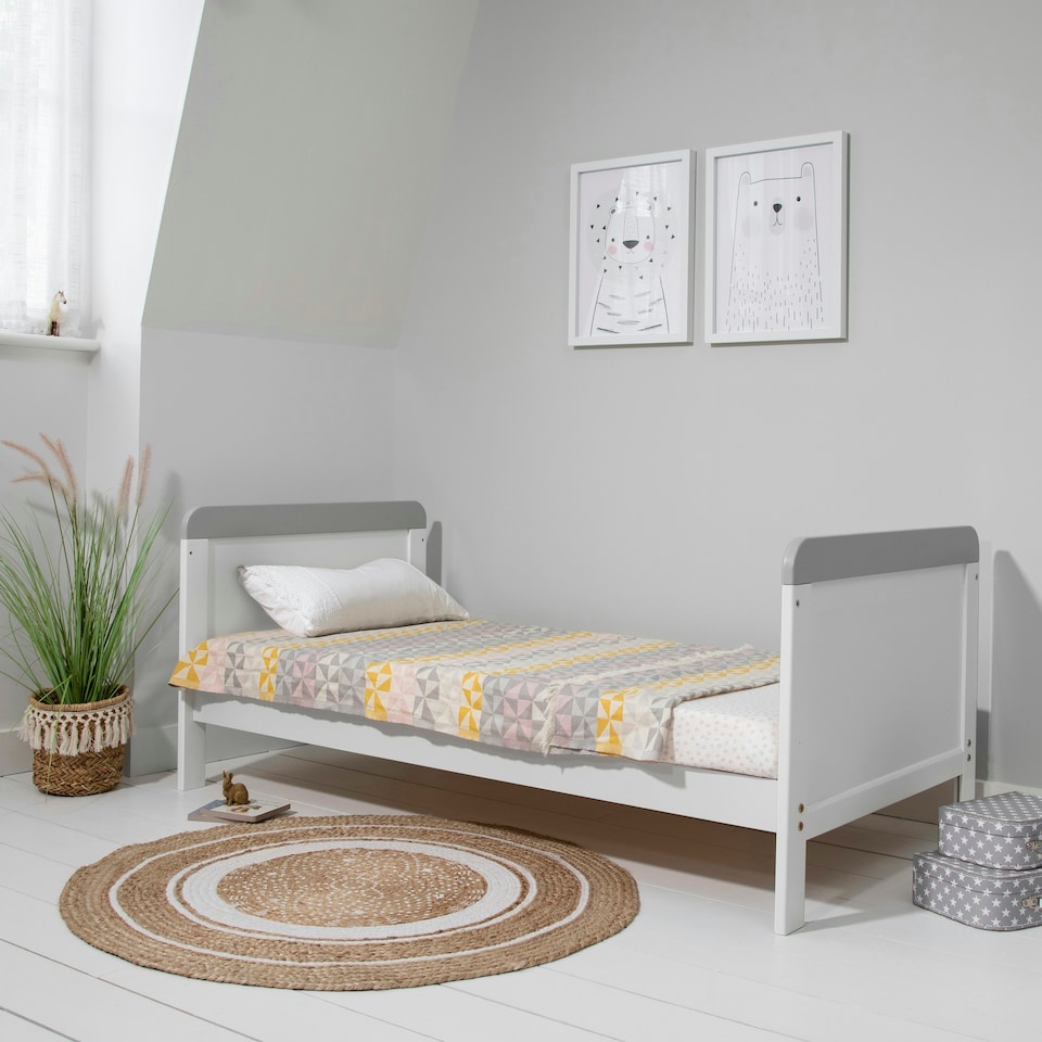 image 1 of Tutti Bambini Rio Cot Bed with Cot Top Changer & Mattress - White/Dove Grey