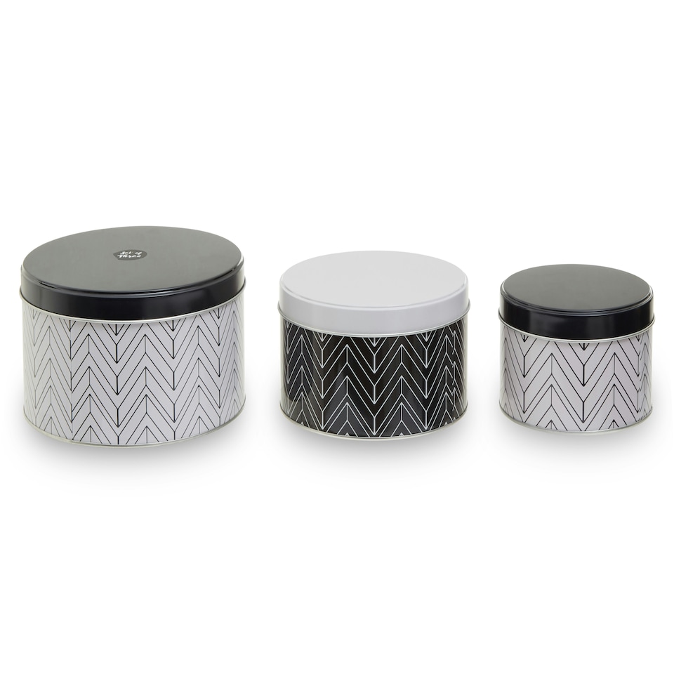image 1 of Interiors by Premier Set Of 3 Urban Storage Tins, Contemporary Printed Metal Canisters With Lids, Ideal For Storing Snacks,