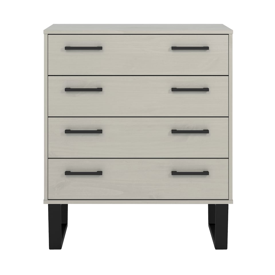 image 1 of Texas 4 Drawer Chest of Drawers - Industrial Style Pine Bedroom Storage Cabinet with Metal Legs | Grey | Grey | 1