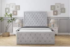 Sloomy Vienna Silver Naples Bed Frame With Mattress With 50" Upholstered Headboard 3' Single
