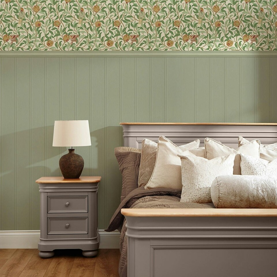 image 1 of Beauty Of Nature Panel Wallpaper in Sage Green on Cream with Sage Green Panel Multi