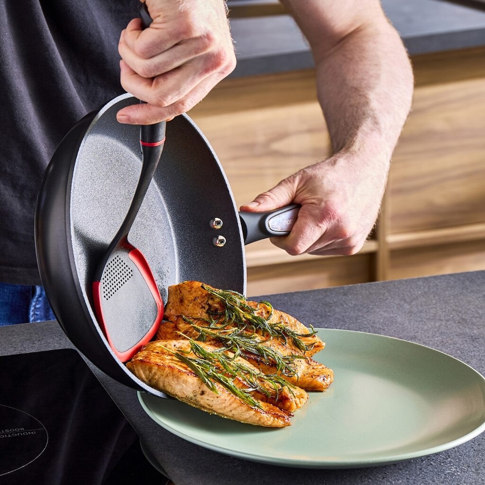 image 1 of Morphy Richards 28cm Forged Aluminium Ceramic Frying Pan - Black