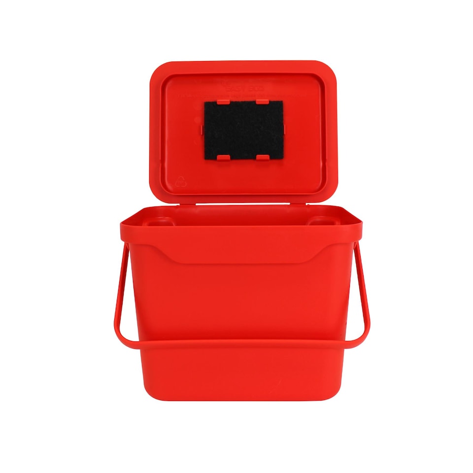 image 1 of 5L Red Plastic Kitchen Compost Caddy/Food Bin for Food Waste Recycling