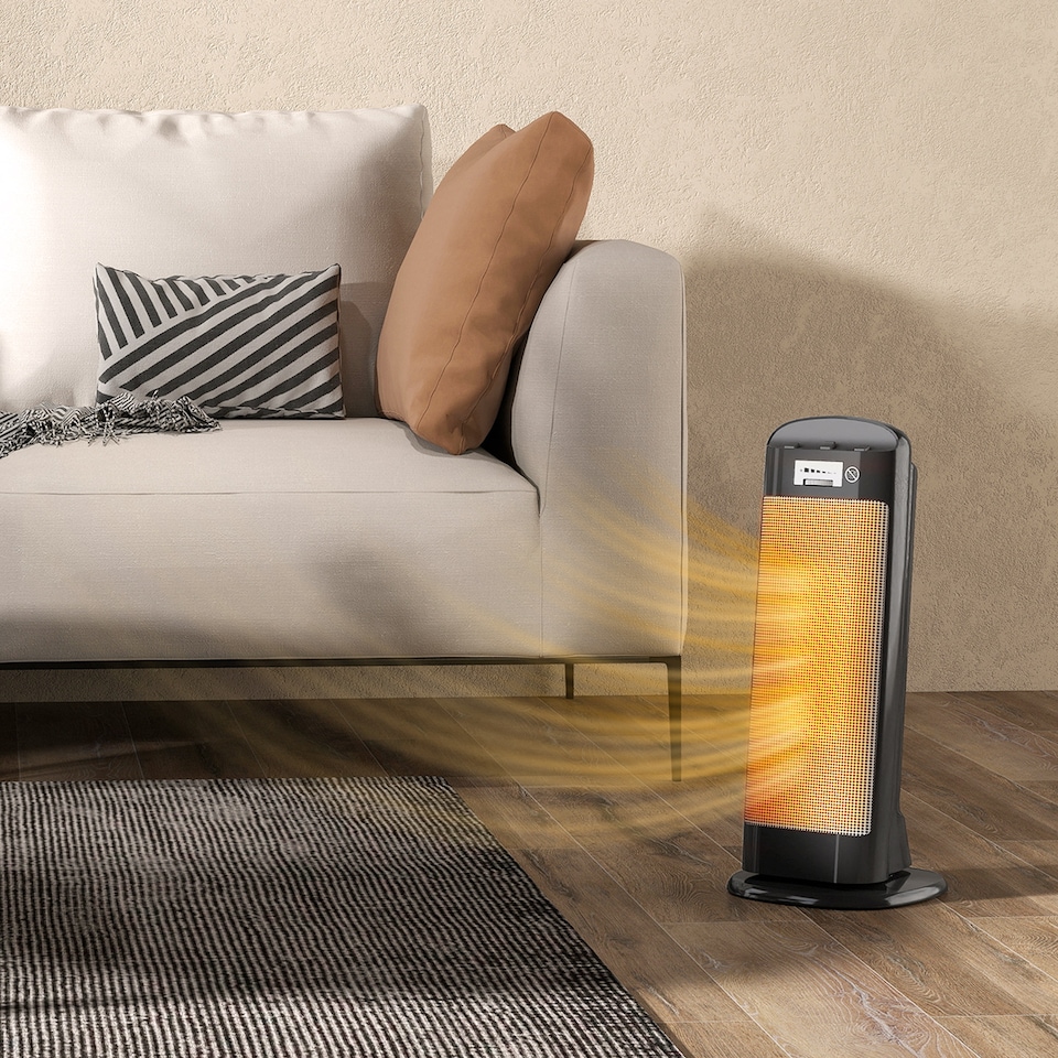 image 1 of HOMCOM Ceramic Space Heater, 2000W Fan Electric Heater with 4 Modes, Adjustable Thermostat, 55° Oscillation, Tip-Over and Overheat Protection for Bedroom, Home Office, Black