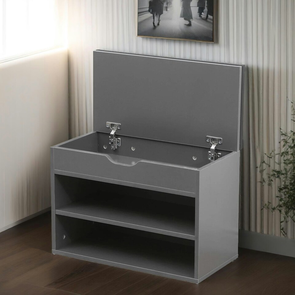 image 1 of Shoe Storage Bench 60CM Grey Grey