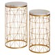 image 2 of Interiors by Premier Set Of 2 Marble Top Round Side Tables, White Marble Side Tables With Gold Iron Geometric Base, Nesting Tables