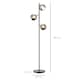 image 5 of HOMCOM 3Light Floor Lamp for Living Room with Glass Global Lampshade, Modern Standing Lamp for Bedroom, Bulb not Included, Grey