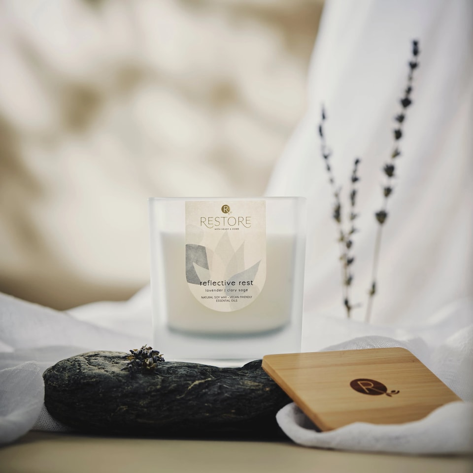 image 1 of Large Soy Wax Candle - Reflective Rest | White