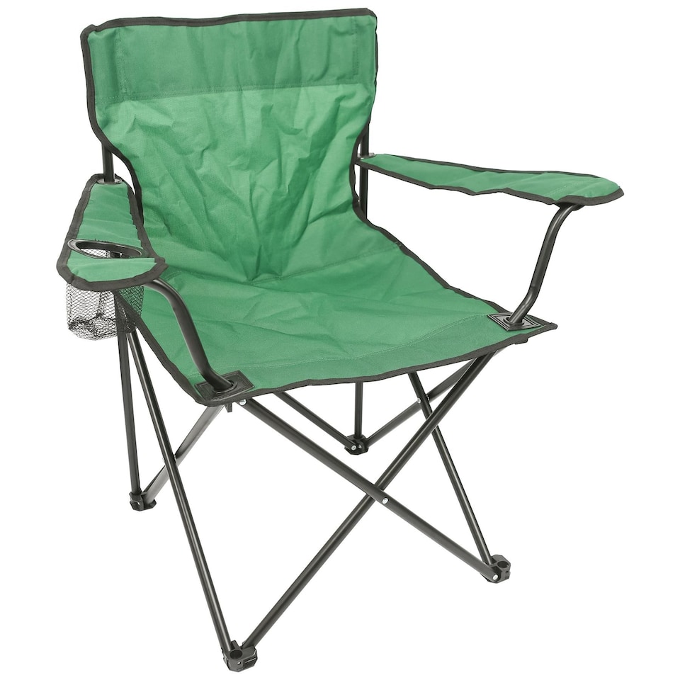 image 1 of Harbour Housewares Folding Canvas Camping Chair - Matt Black/Green