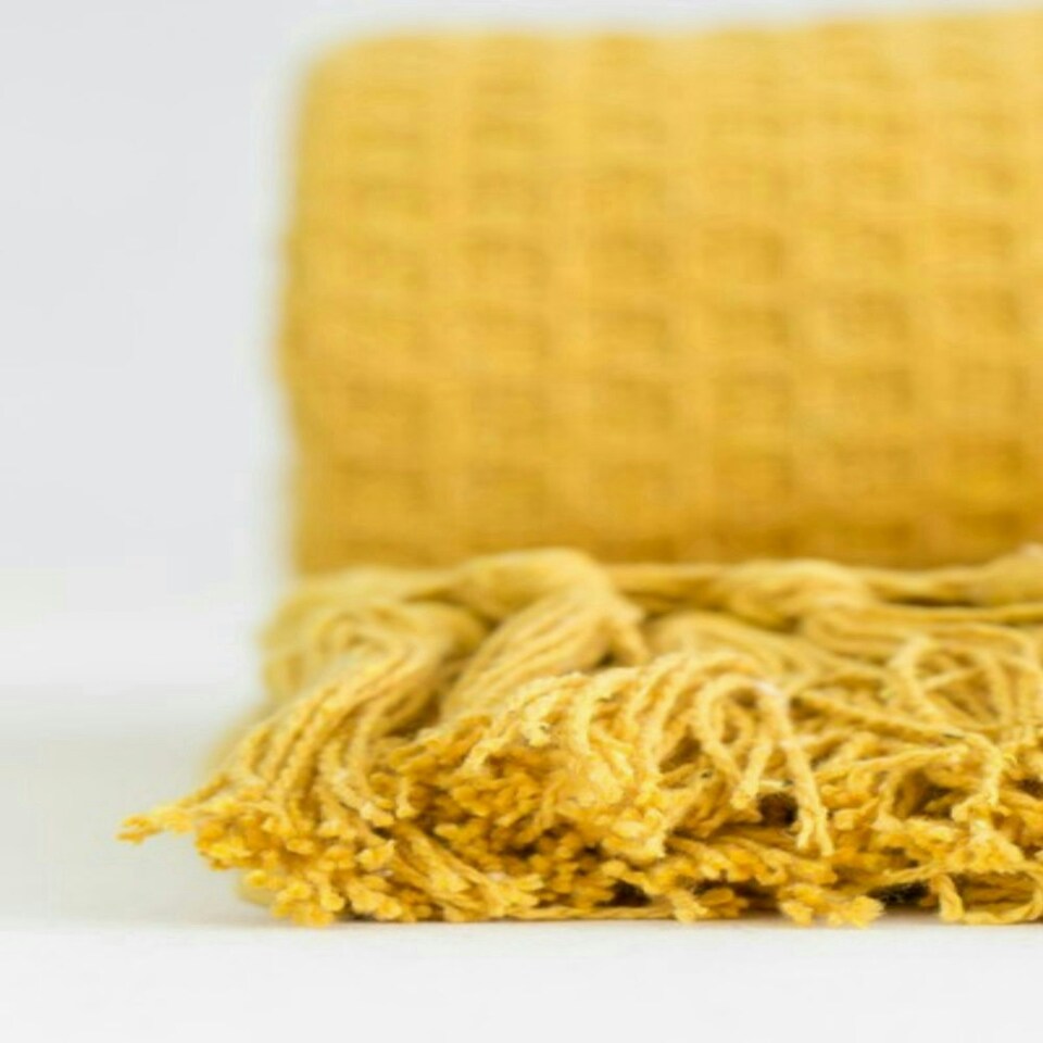 image 1 of Honeycomb Throw 50 X 60 inch Ochre
