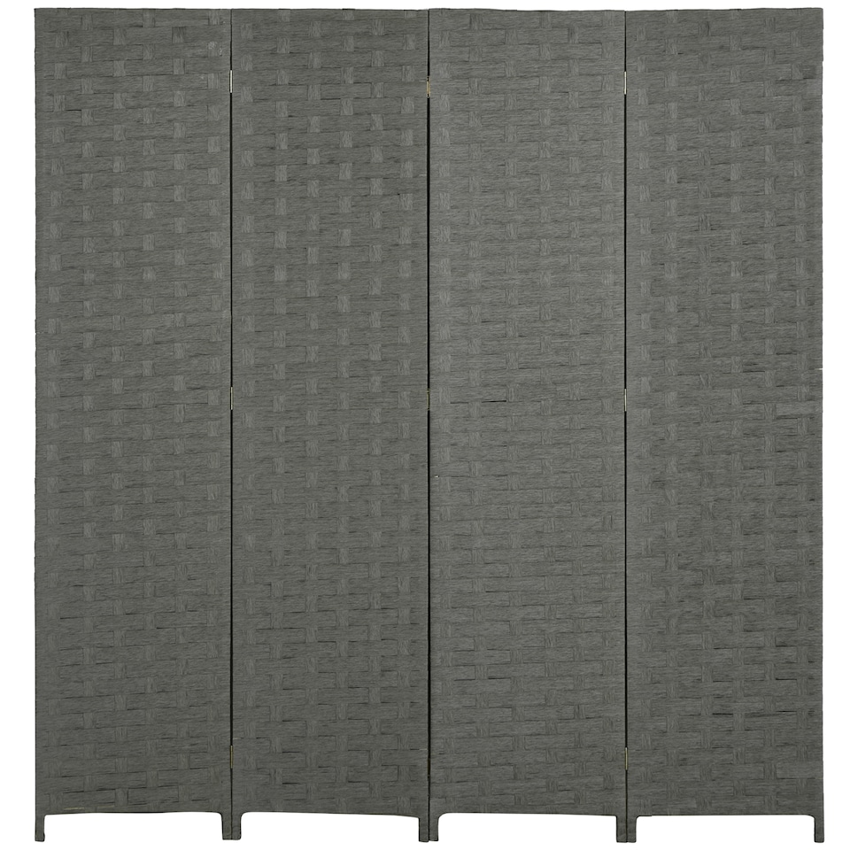image 1 of HOMCOM 4-Panel Room Dividers, Wave Fibre Freestanding Folding Privacy Screen Panels, Partition Wall Divider for Indoor Bedroom Office, 170 cm, Grey