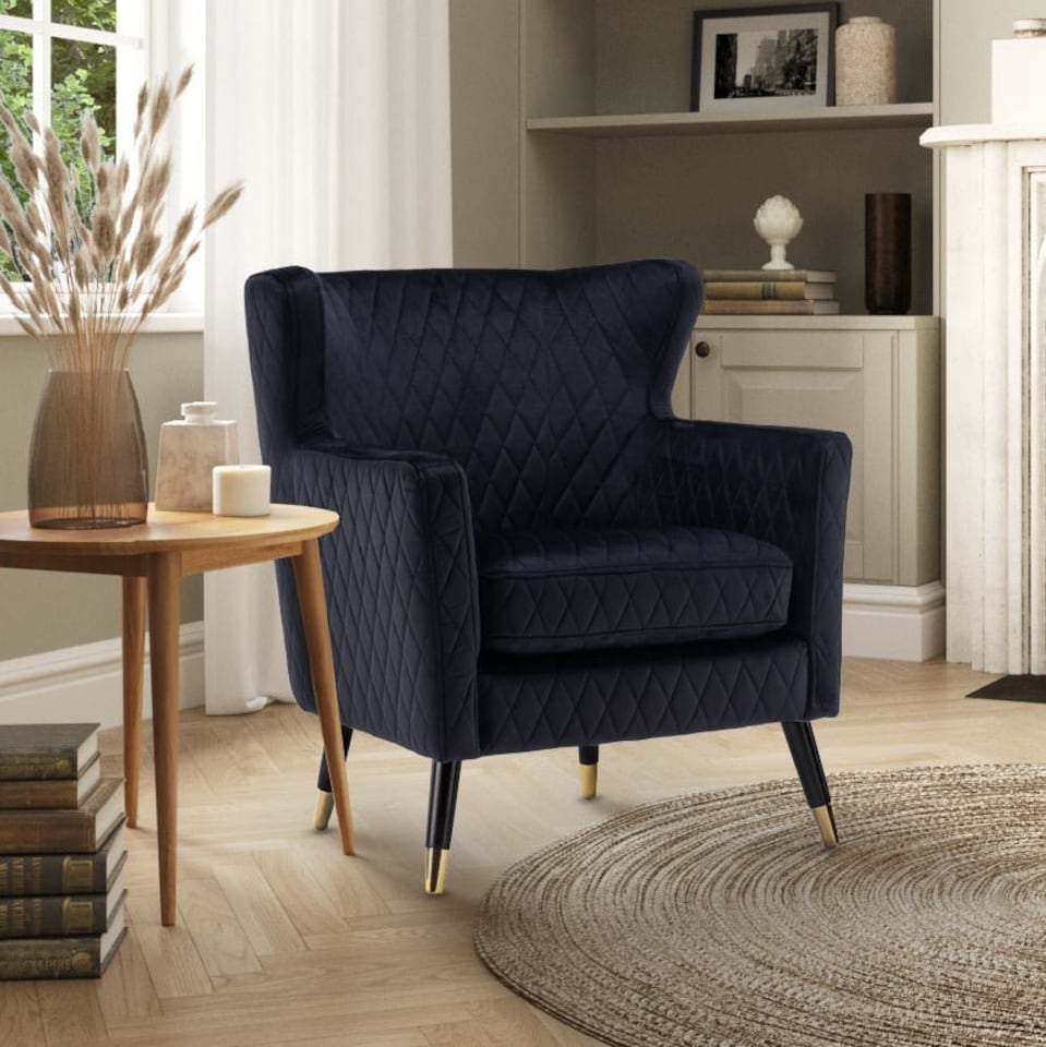 image 1 of Velvet Black Alessia Accent Chair