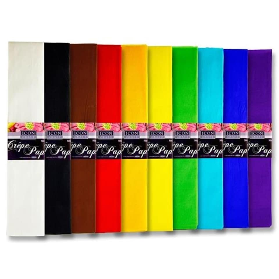 image 1 of Pack of 10 Assorted 50cm x 2m Crepe Paper by Icon Craft