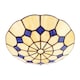 image 8 of Classic Amber Stained Glass Tiffany Pendant Shade with Purple Diamonds
